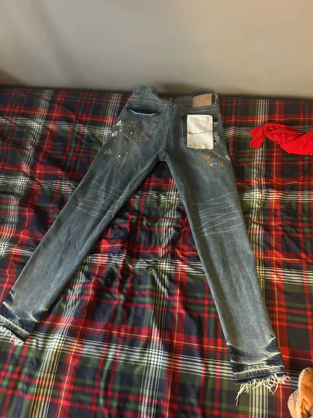 Purple Brand Distressed Paint Splatter Jeans