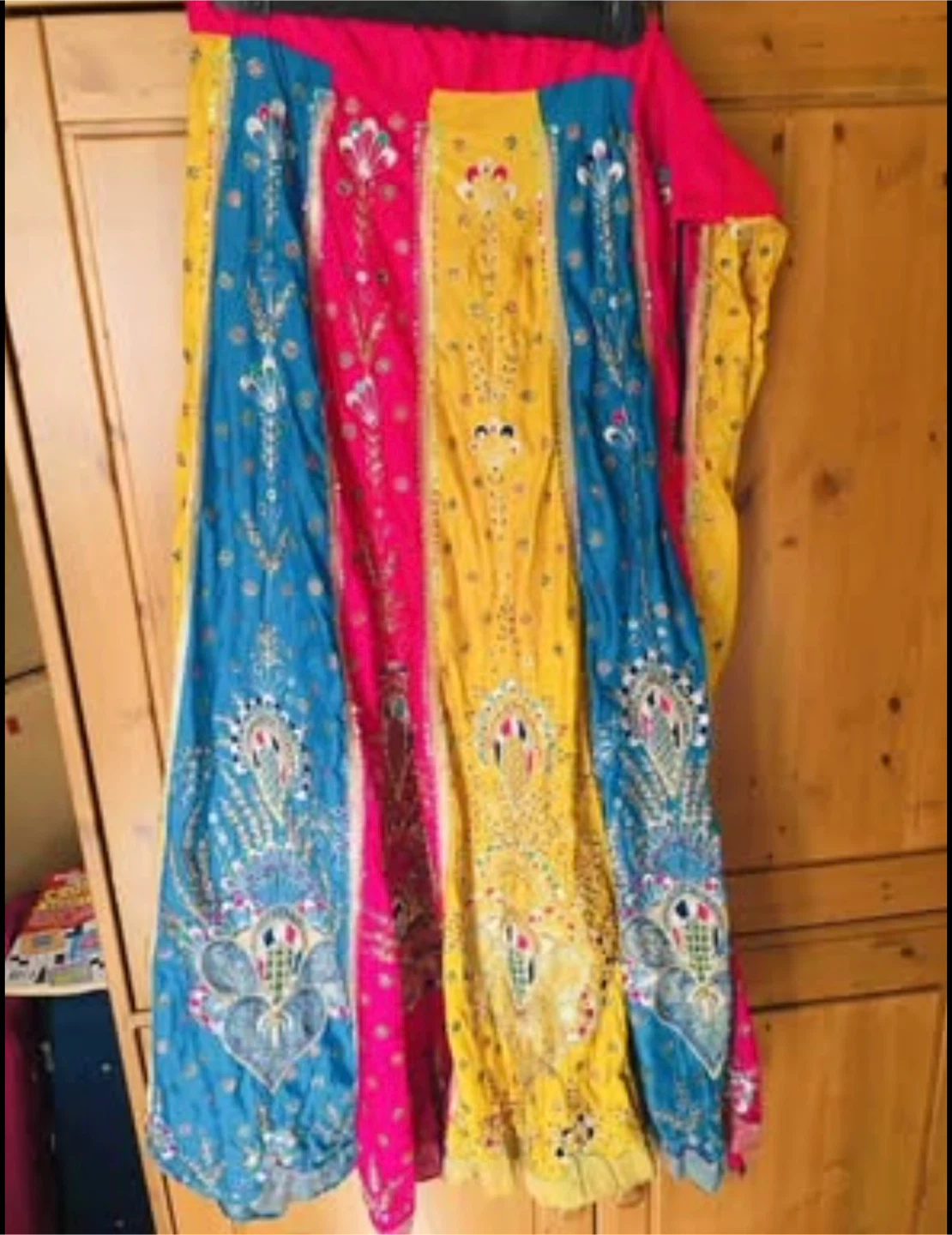 Vintage Sequined Embroidered wrap Maxi Skirt