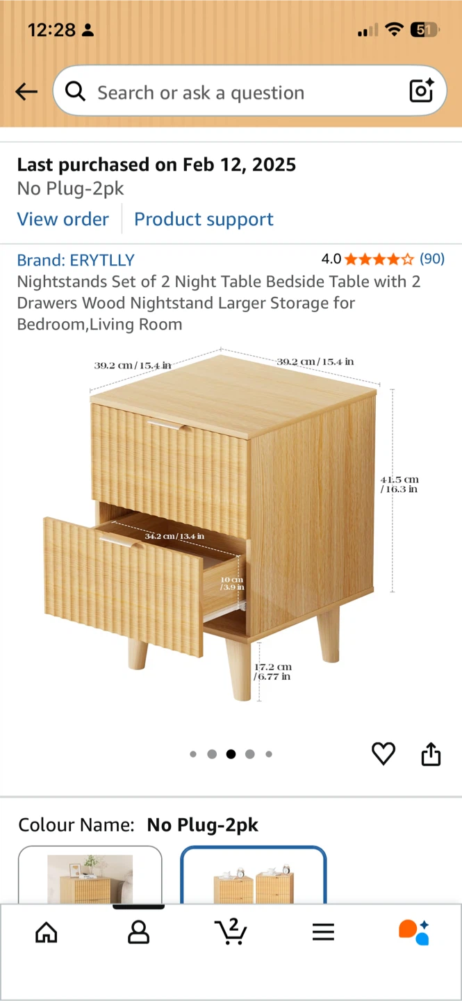 ERYTLLY Nightstands Set of 2 Wood Night Table - photo 4