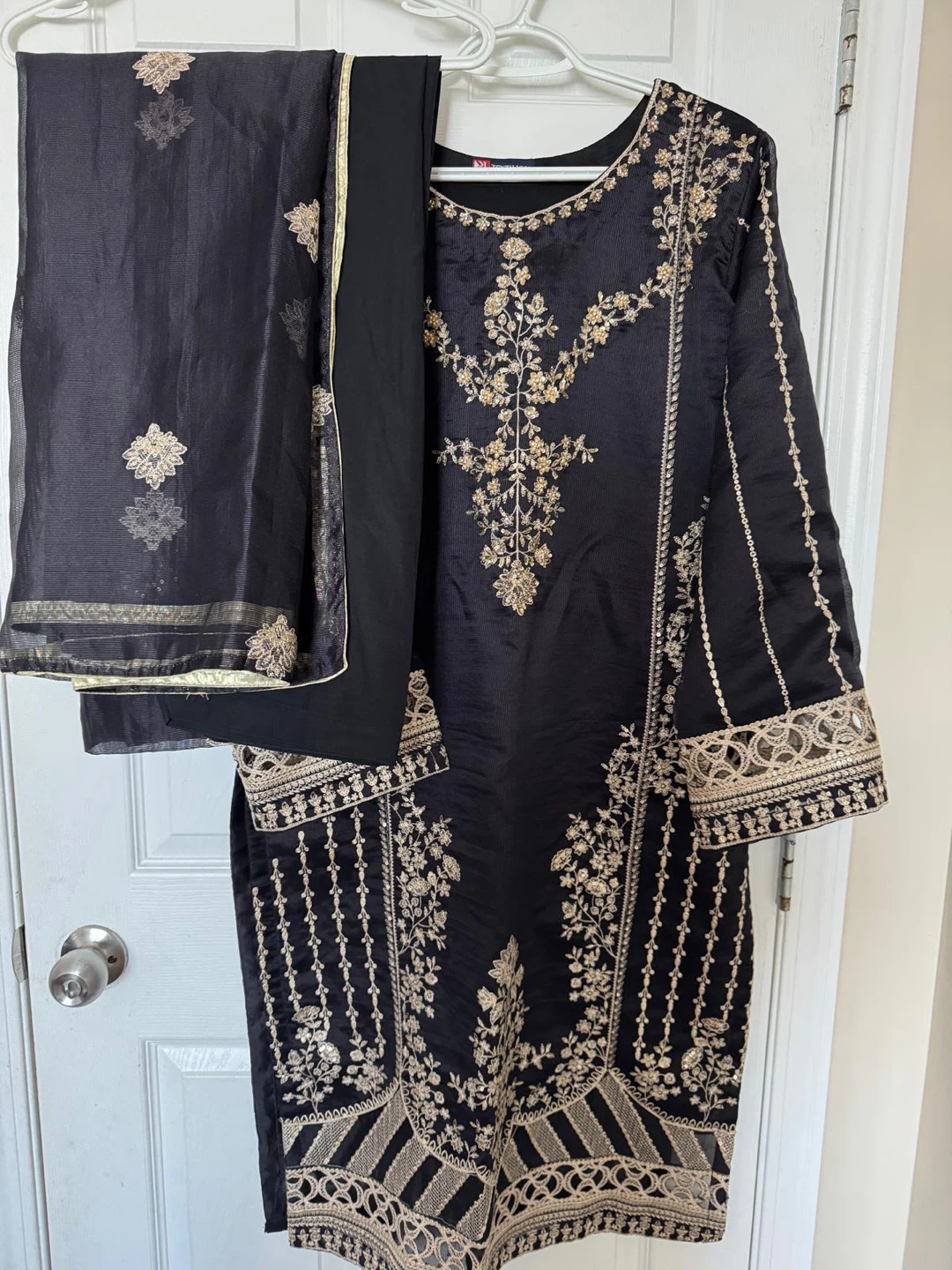 Black Embroidered Kurti with Dupatta