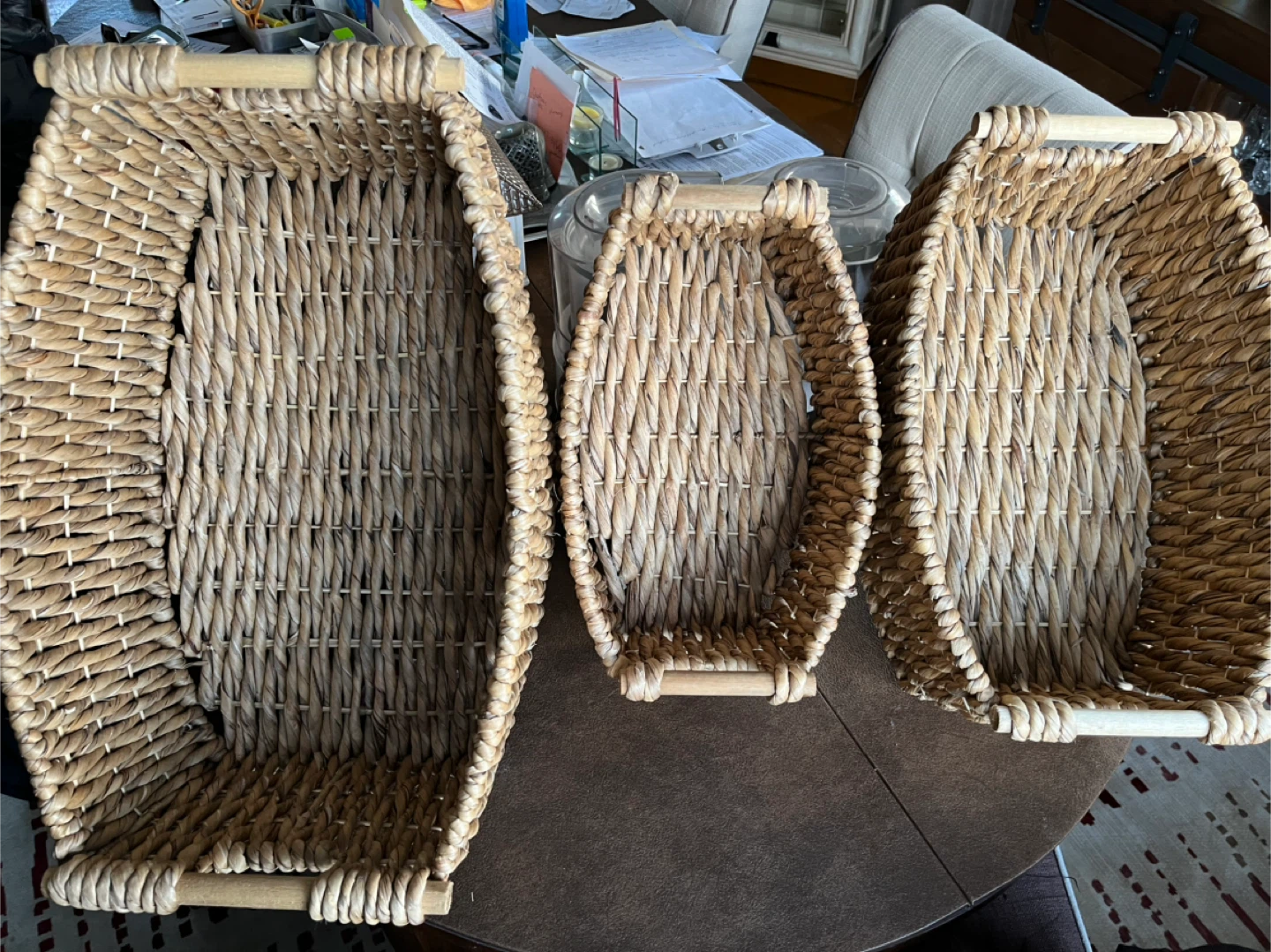 Woven Storage Baskets with Handles - Set of 3