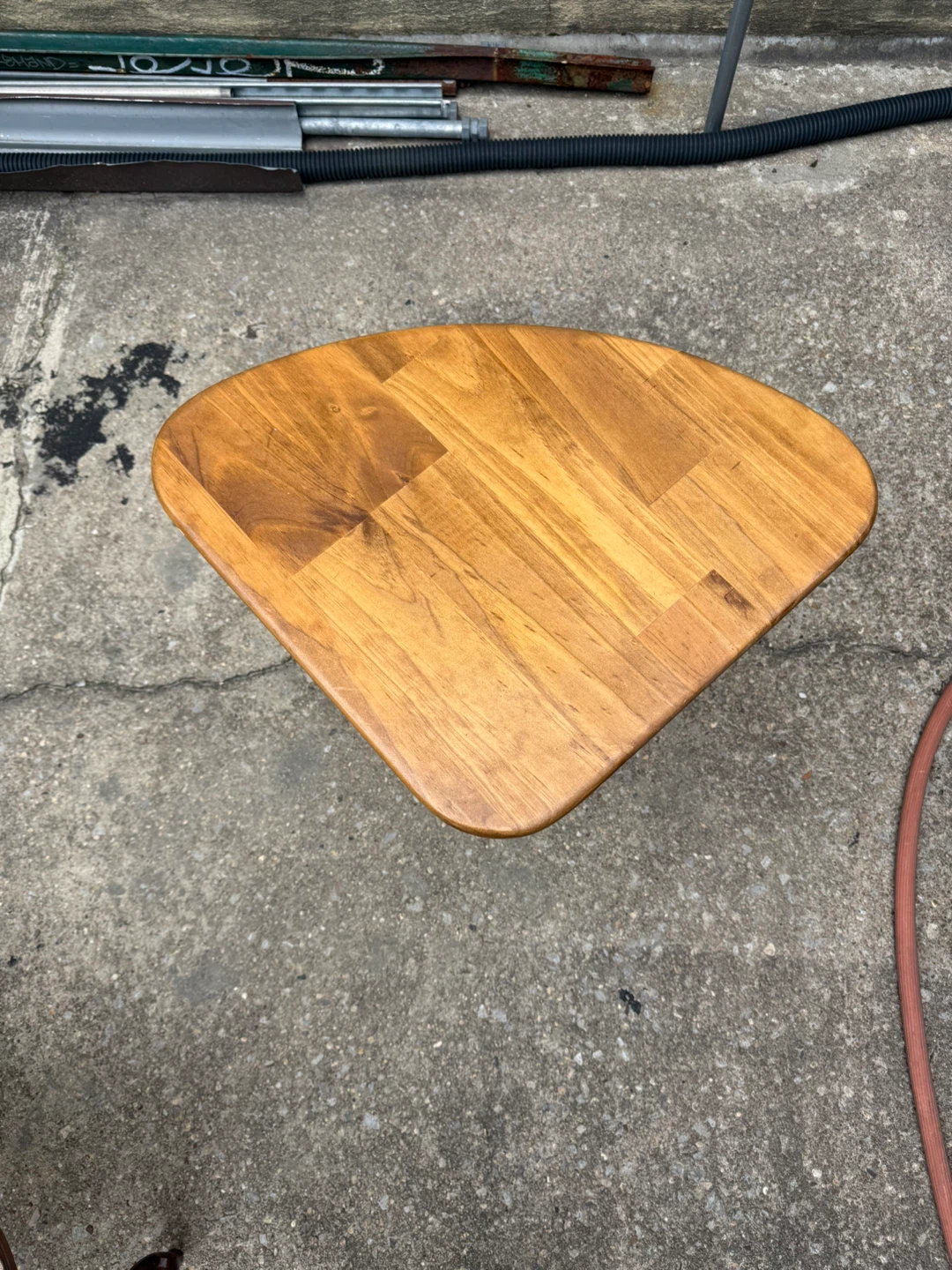 Wooden Accent Table with Black Cylinder Base