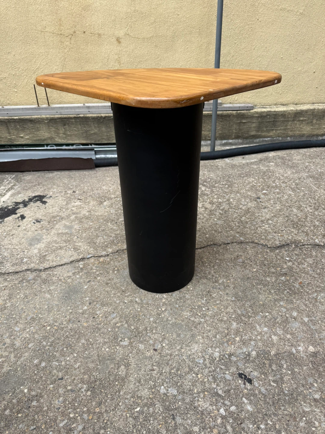 Wooden Accent Table with Black Cylinder Base - photo 2