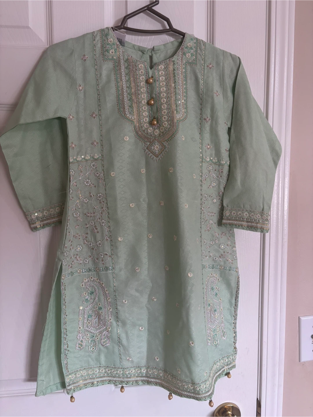 Light Green Embroidered Kurti