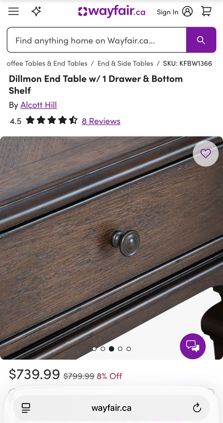 Wayfair Dillmon End Table w/ 1 Drawer & Bottom Shelf - photo 3