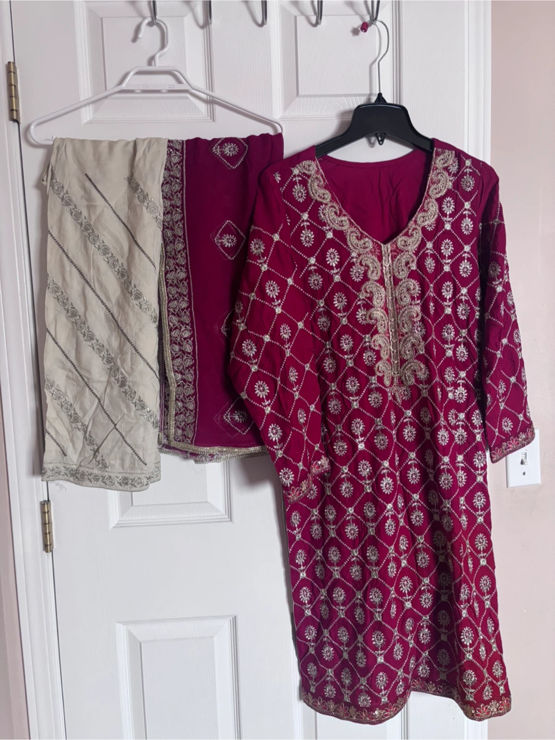 Embroidered Kurti with Dupatta and Pants