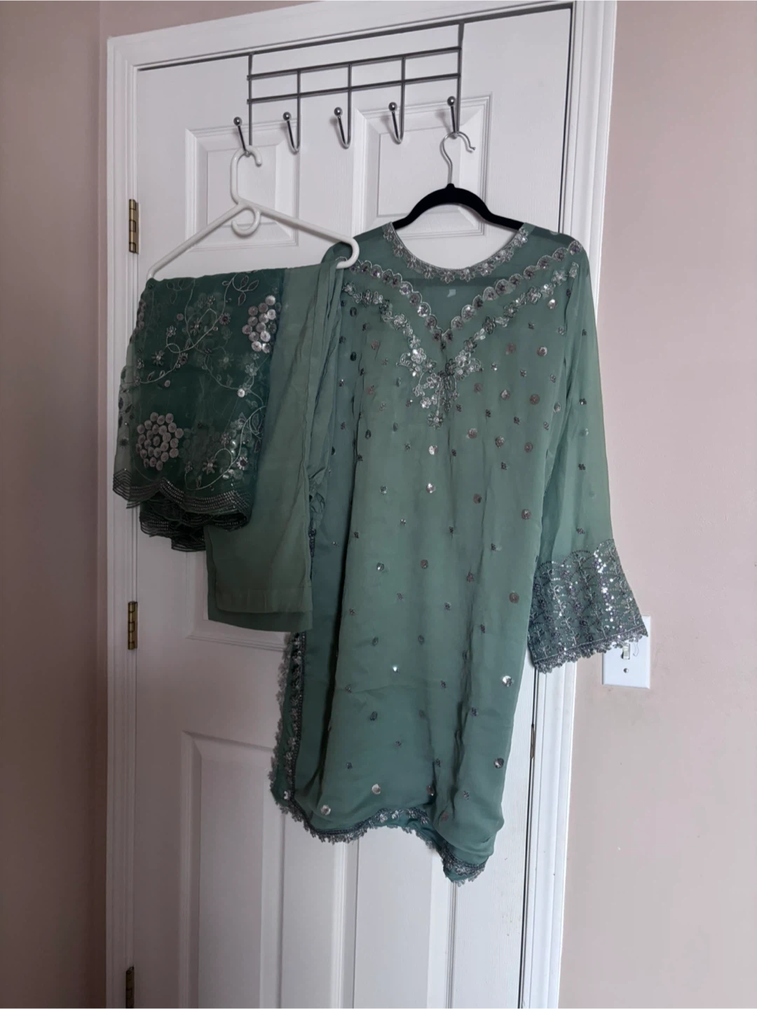 Embellished Green Salwar Kameez Set
