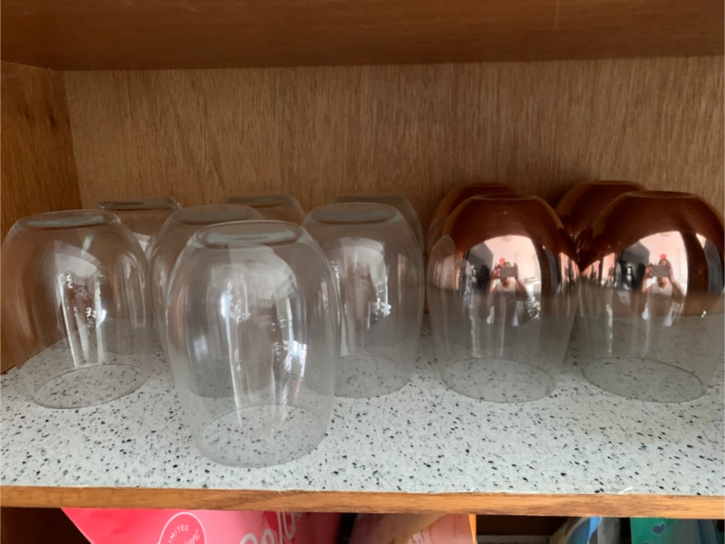 Set of 11 Wine Glasses - Clear and Copper Accents