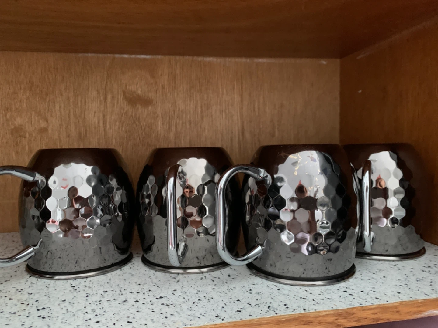 Set of 4 Hammered Metal Mugs