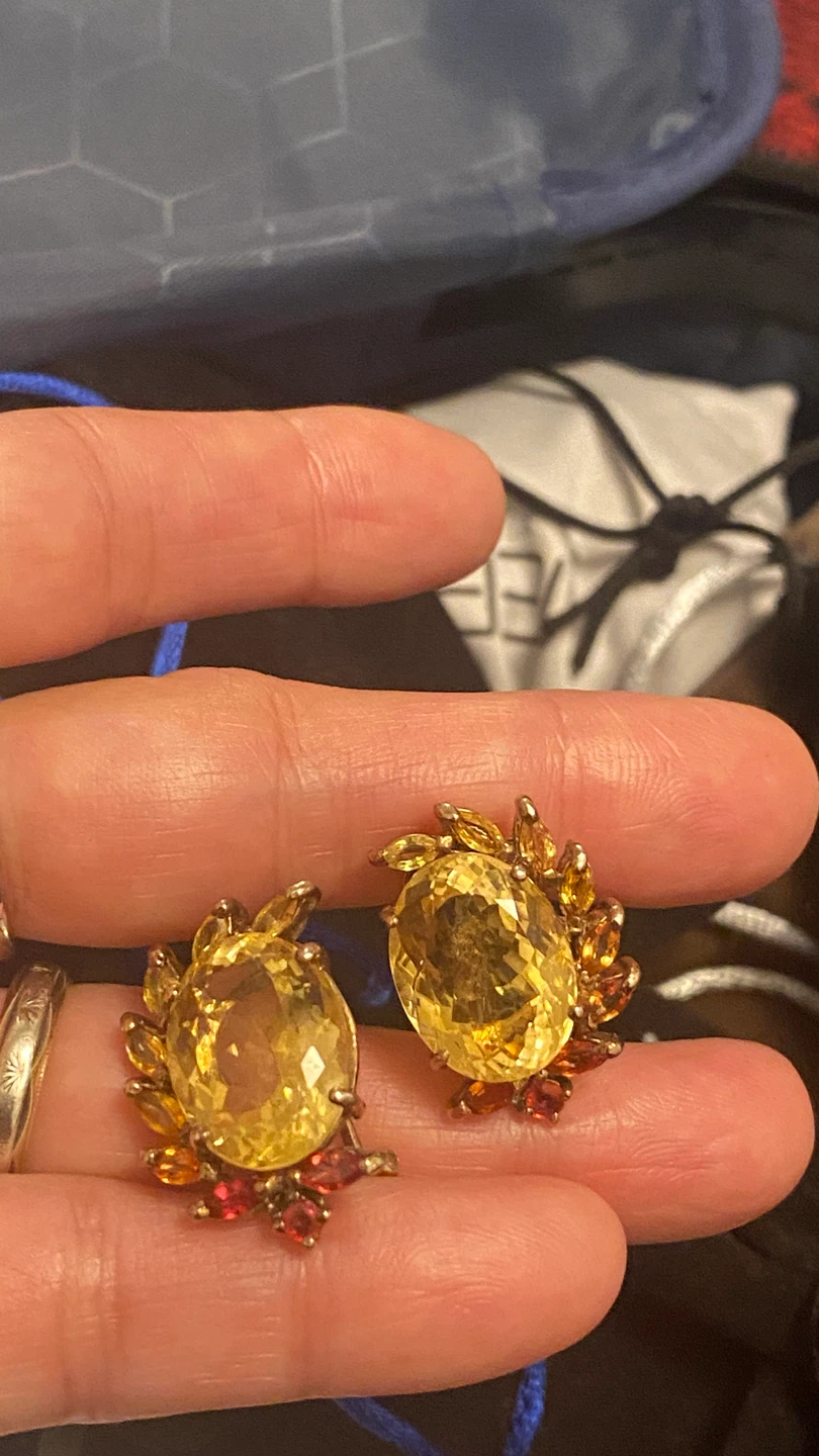 Yellow Gemstone Cluster Earrings - photo 2