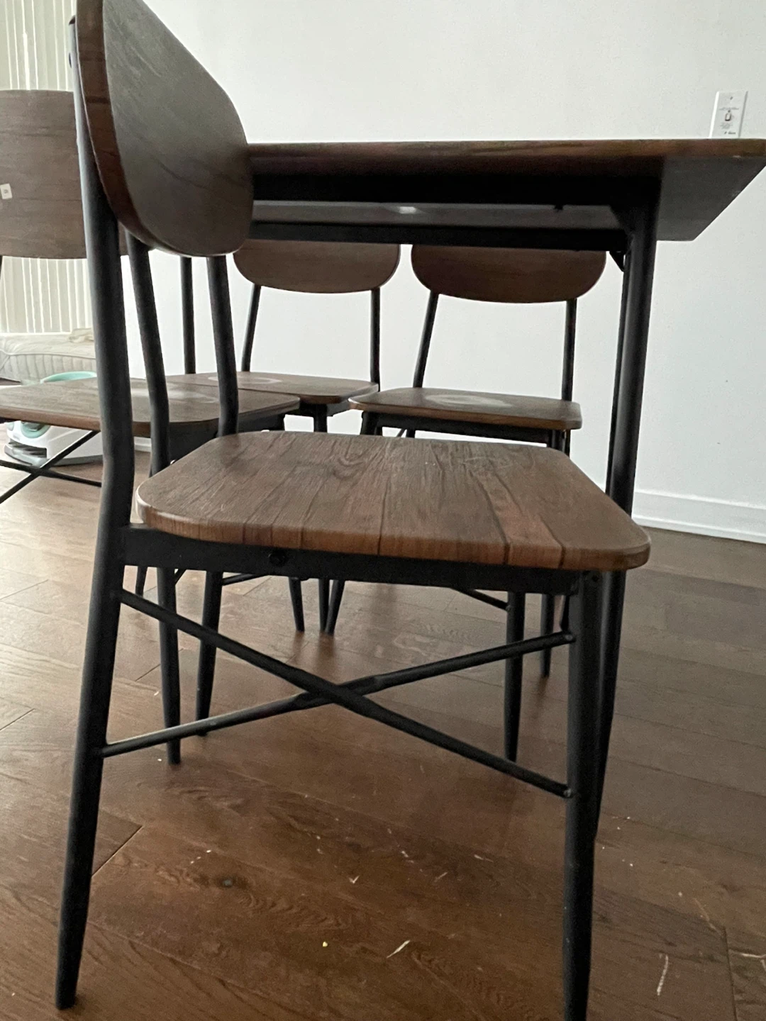 Wood and Metal Dining Set with 4 Chairs - photo 3