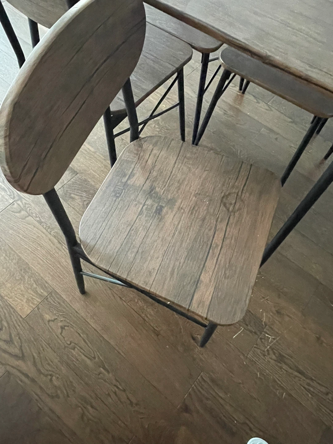 Wood and Metal Dining Set with 4 Chairs - photo 4