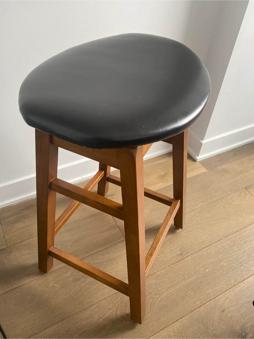 Wooden Bar Stool with Black Seat