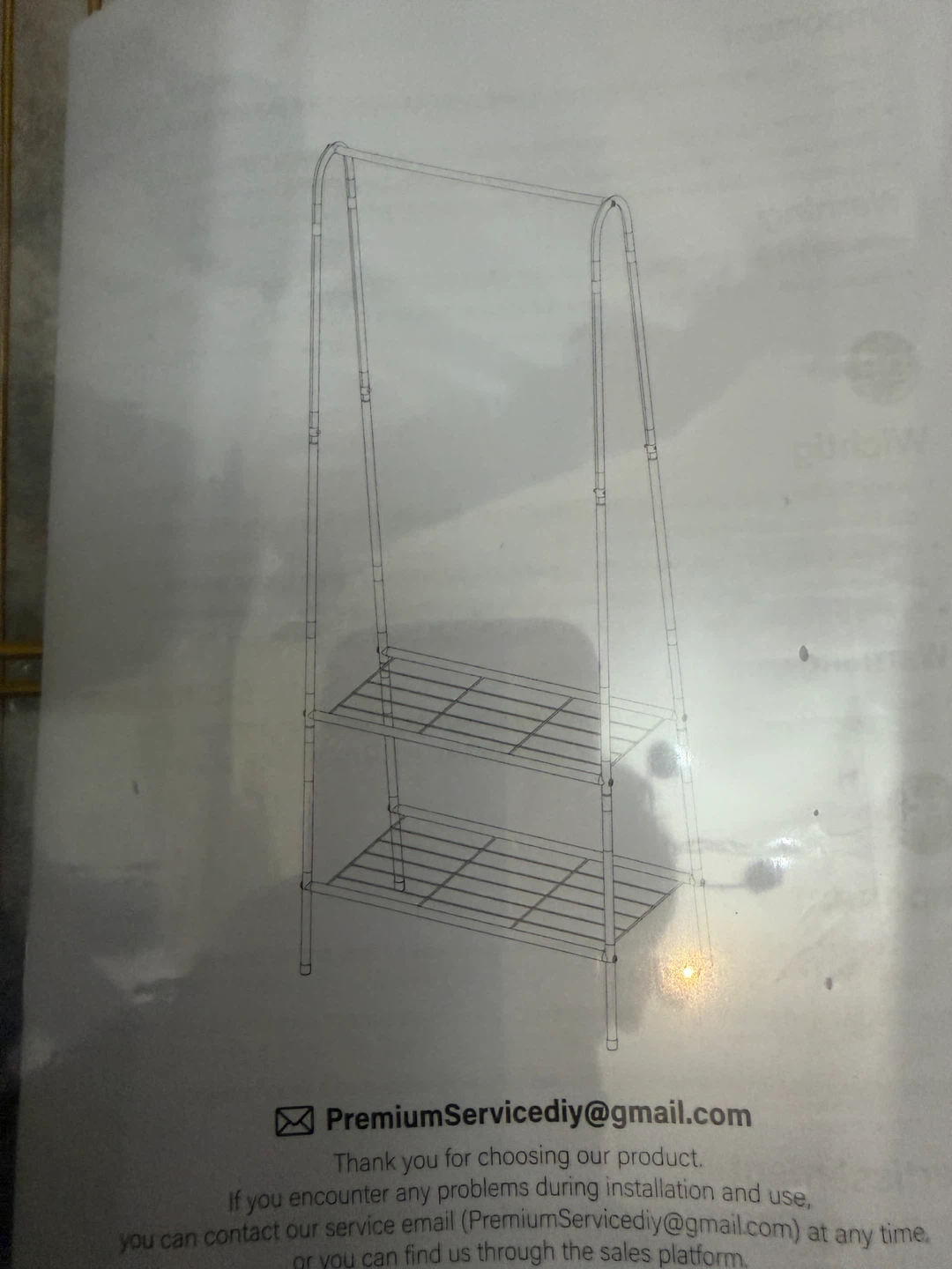 Brand new Metal Gold Garment Rack with Two Shelves - photo 4