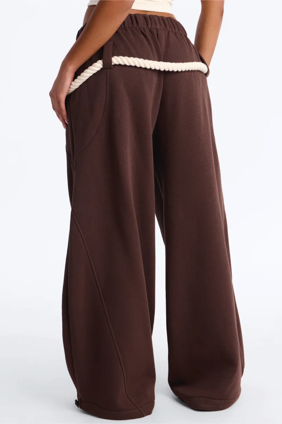 Fashion Nova Rope Me In Baggy Barrel Sweatpants Chocolate Size L - photo 3