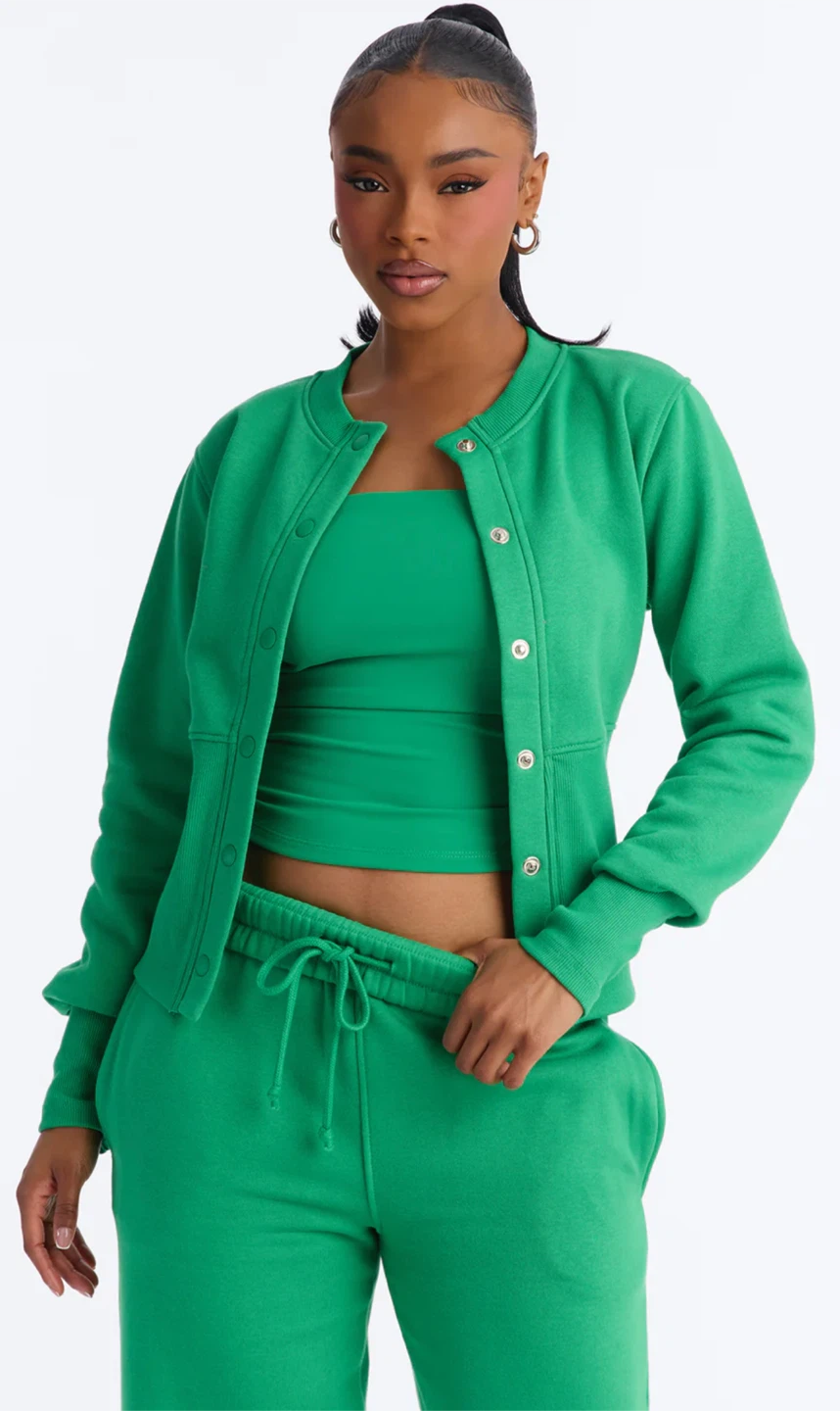 Fashion Nova Varsity Fleece Wide Leg Pant Set XL Kelly Green - photo 2