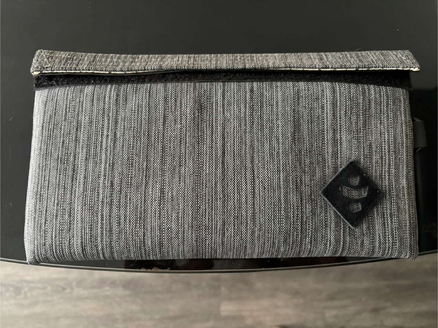 Revelry Carbon Lined Grey Small Pouch with Velcro Closure
