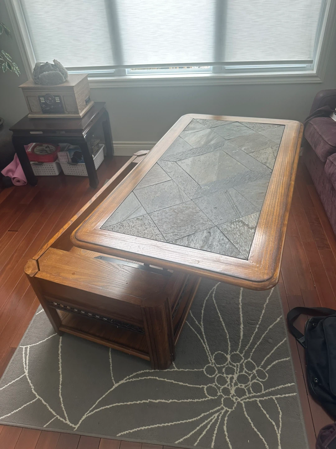 Wooden Coffee Table with Slate Top - photo 2