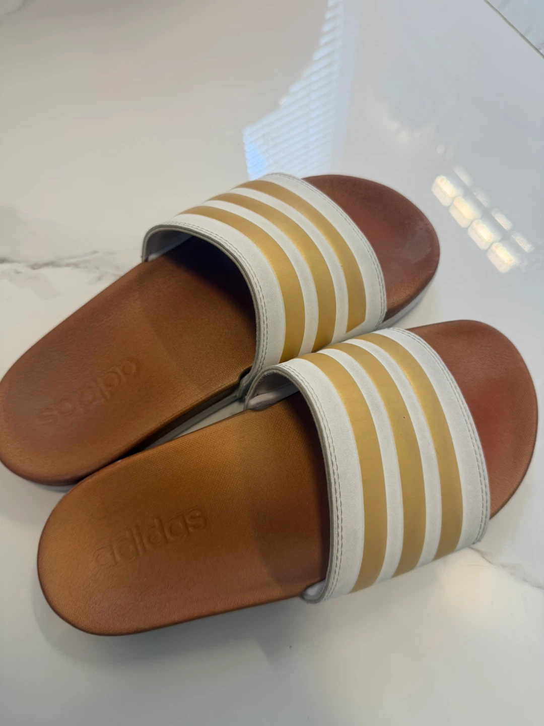 Adidas Slides White Gold - photo 3