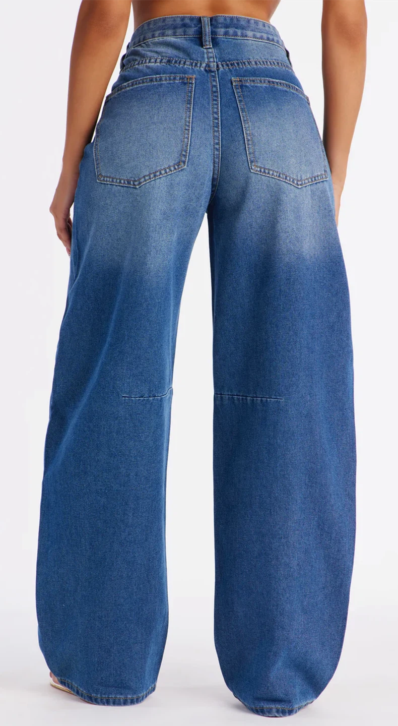 Fashion Nova La Paz Loose Barrel Leg Jeans Medium Wash Size 15 - photo 3