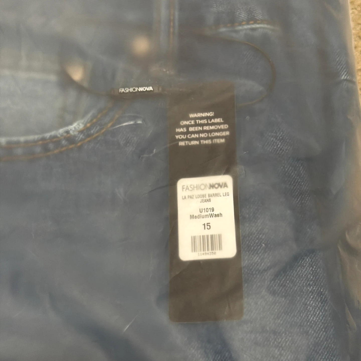 Fashion Nova La Paz Loose Barrel Leg Jeans Medium Wash Size 15 - photo 4