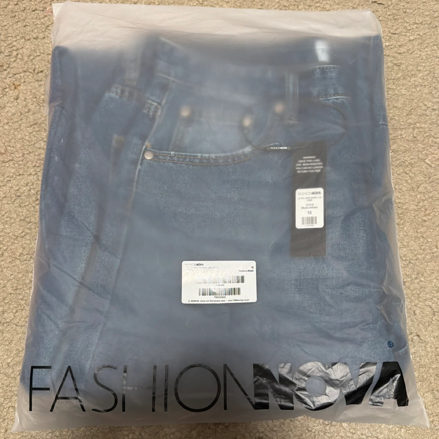 Fashion Nova La Paz Loose Barrel Leg Jeans Medium Wash Size 15 - photo 5