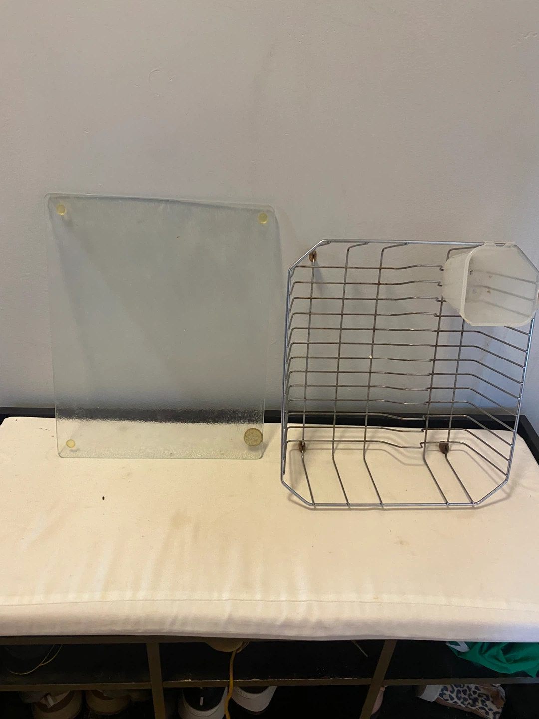 Glass Cutting Board and Wire Dish Rack