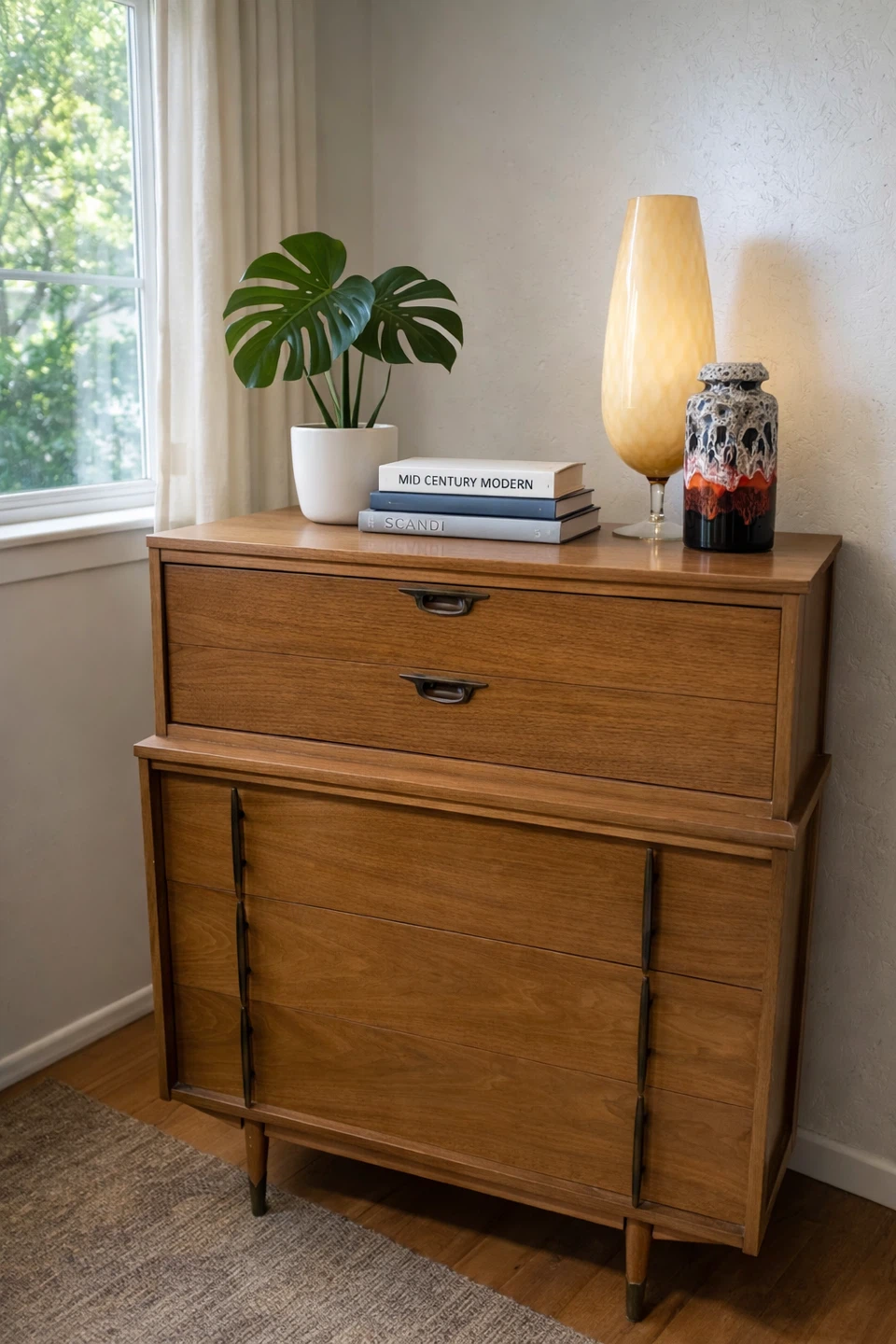 Original Mid-Century Walnut Dresser (Vic Art, 1960s)