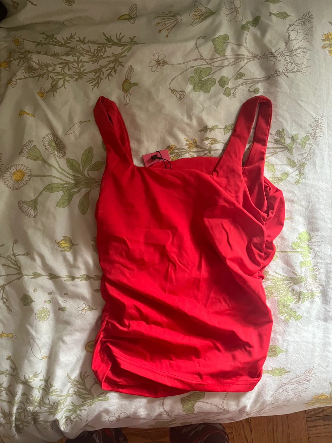 Edikted Ruched Square Neck Top - Red, XS - photo 3