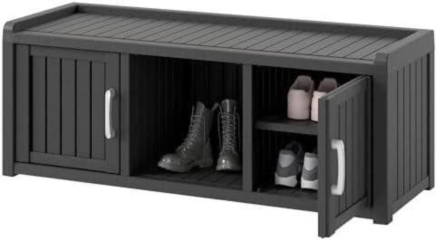 46.8" Outdoor Storage Deck Box Bench Cabinet - Black - photo 2