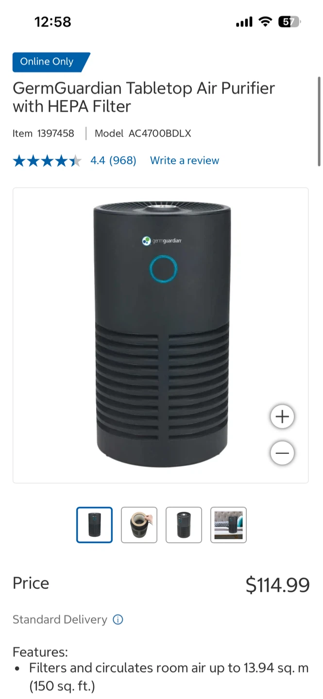 GermGuardian Tabletop Air Purifier AC4700BDLX - photo 2