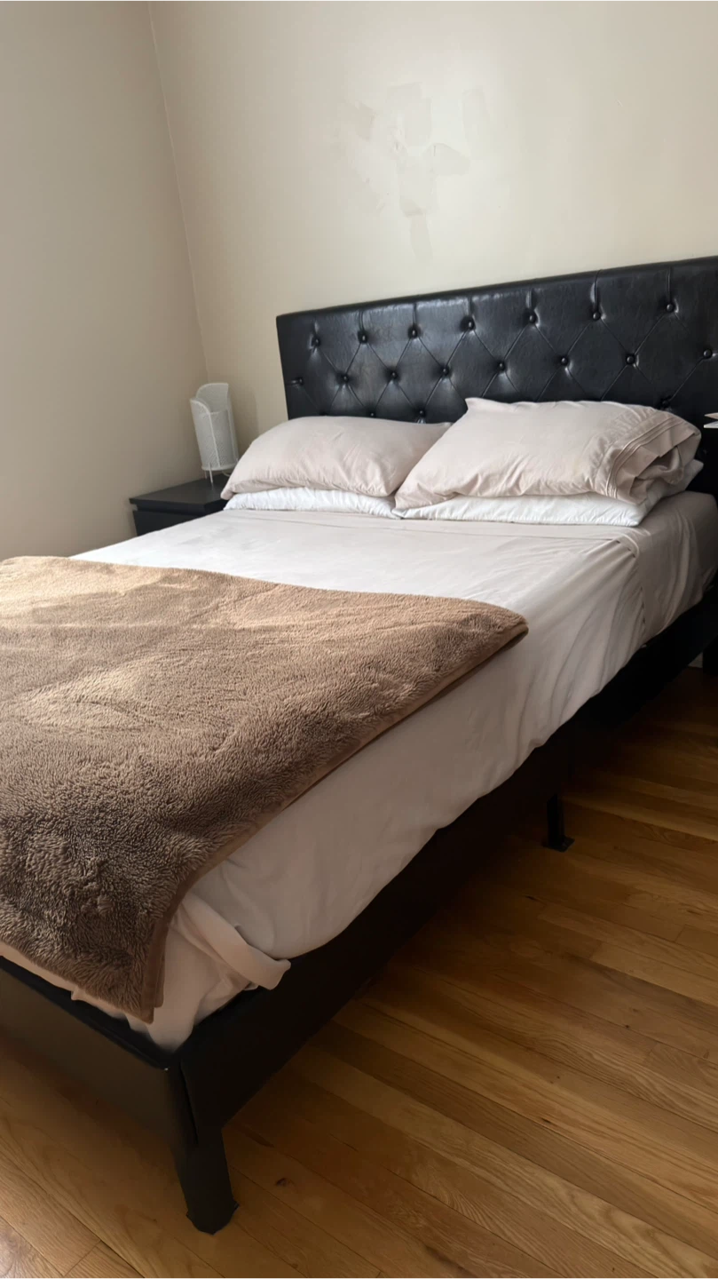 Black Faux Leather Tufted Headboard Bed Frame