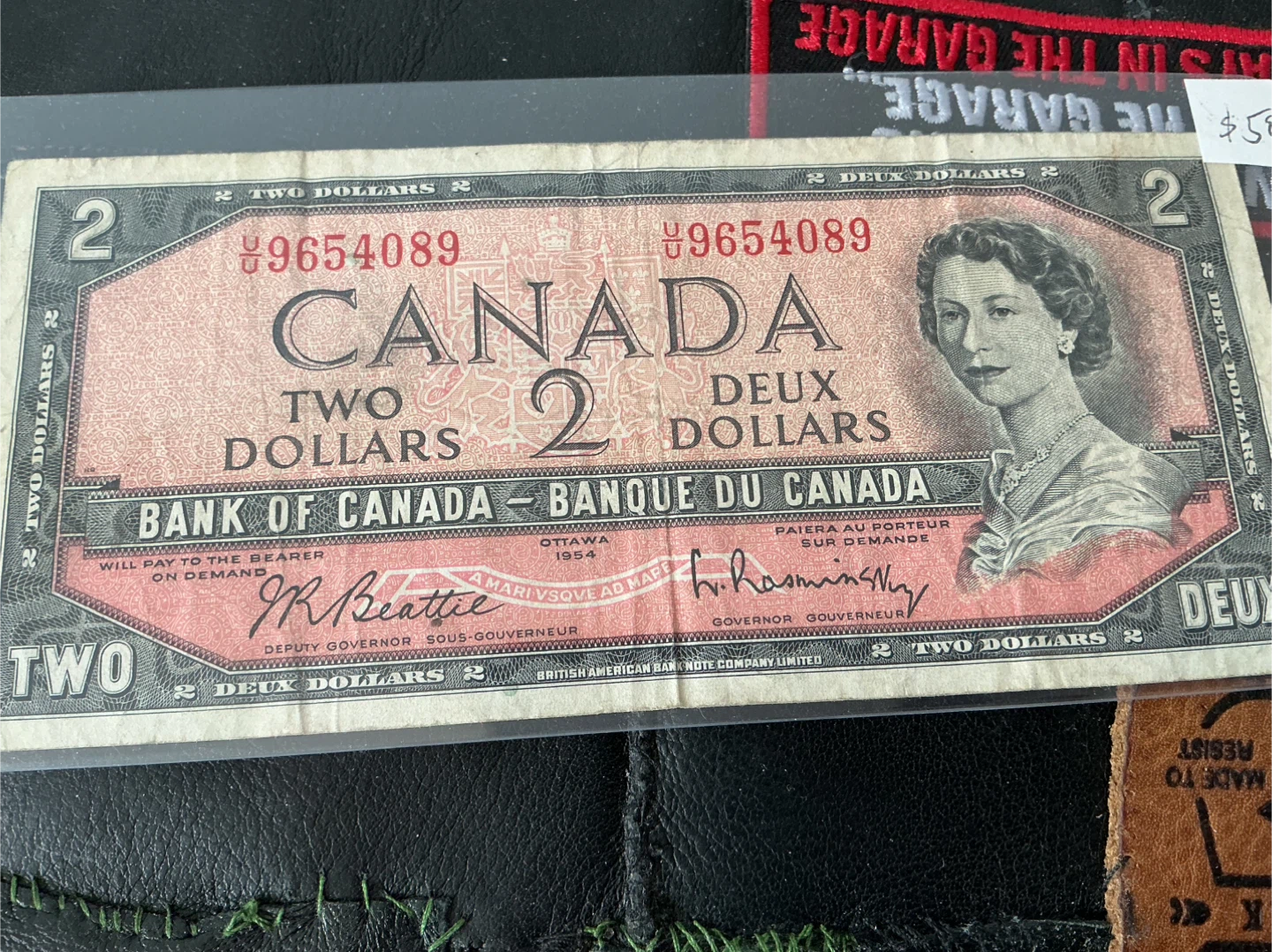 Antique 1954 Canada banknote Queen Elizabeth II