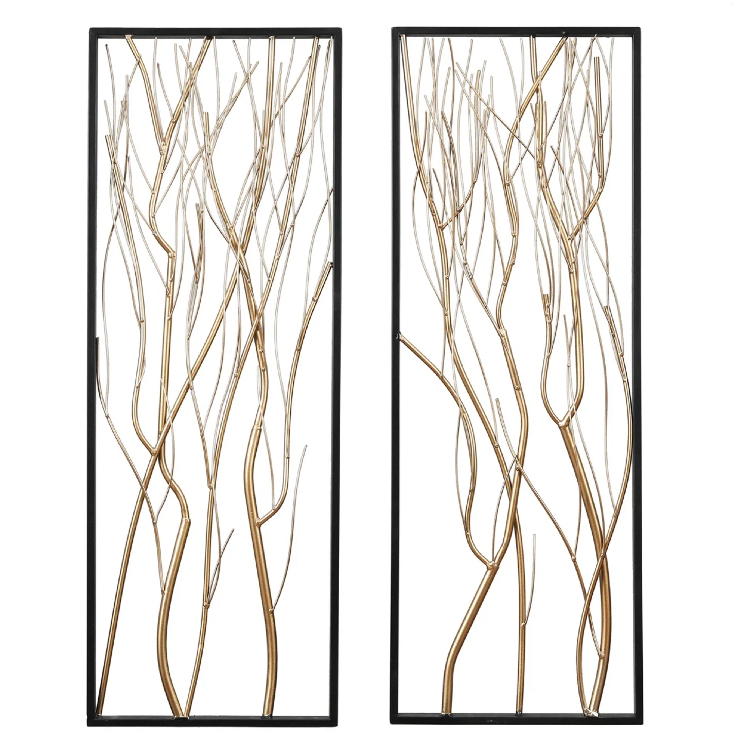 Set of 2 Metal Branch Wall Art Decor