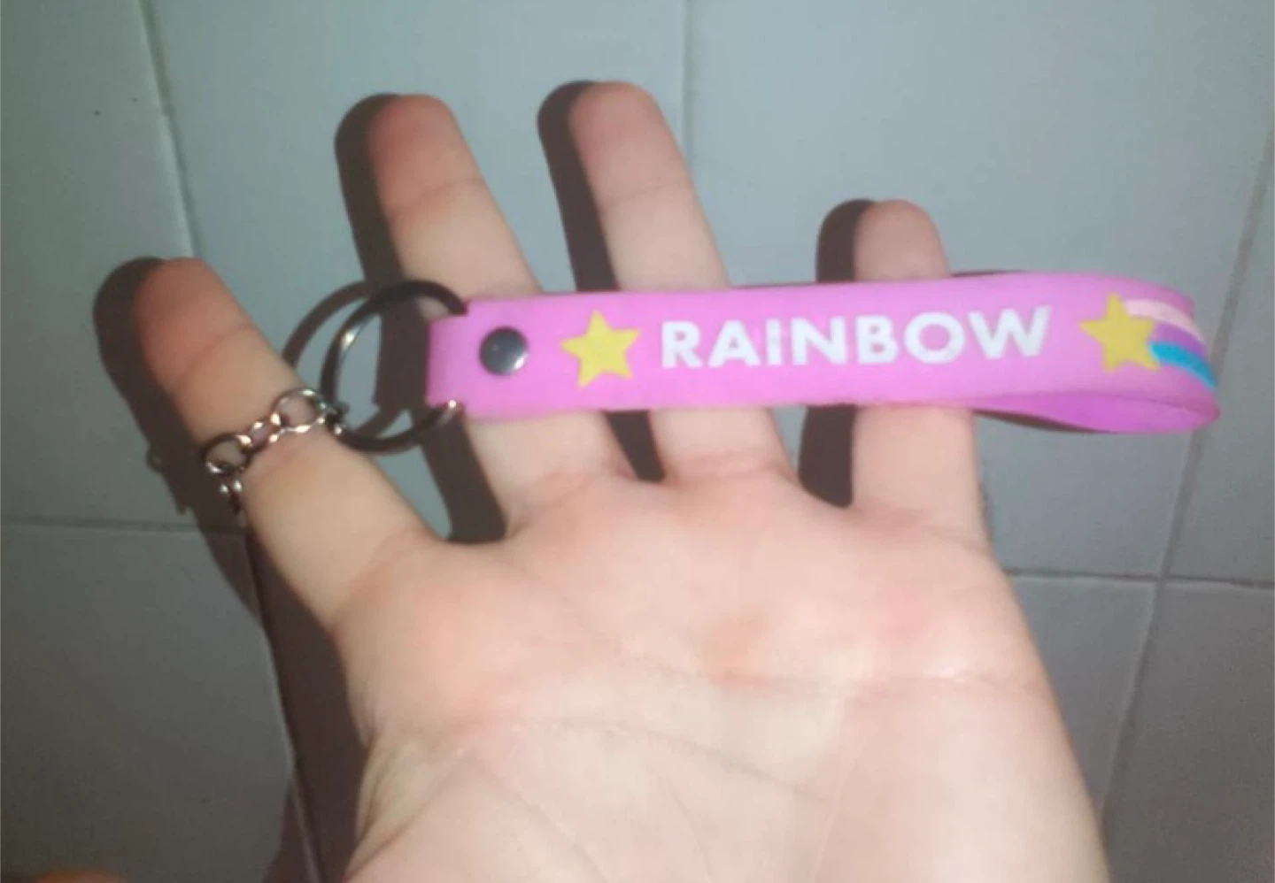 Pink Rainbow Keychain