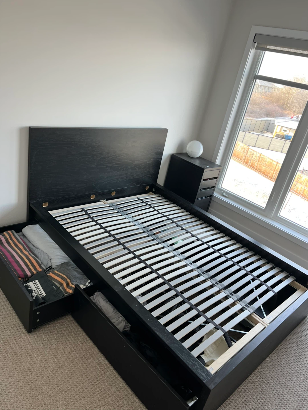 Black DOUBLE Bed Frame with Storage IKEA MALM