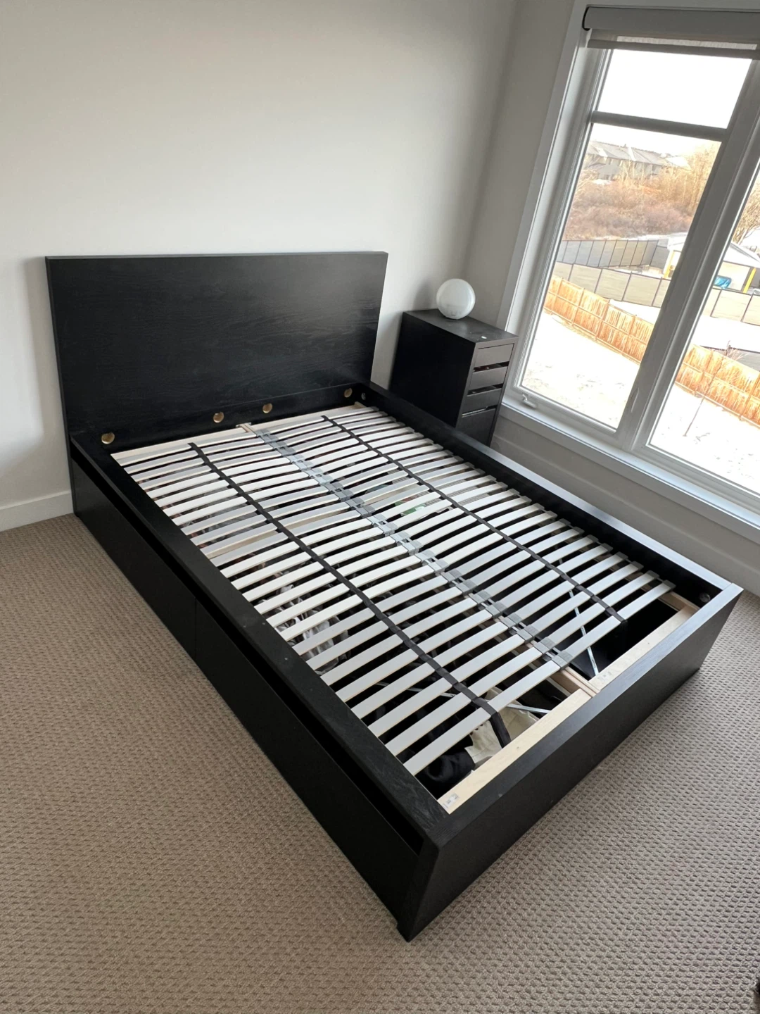 Black DOUBLE Bed Frame with Storage IKEA MALM - photo 2
