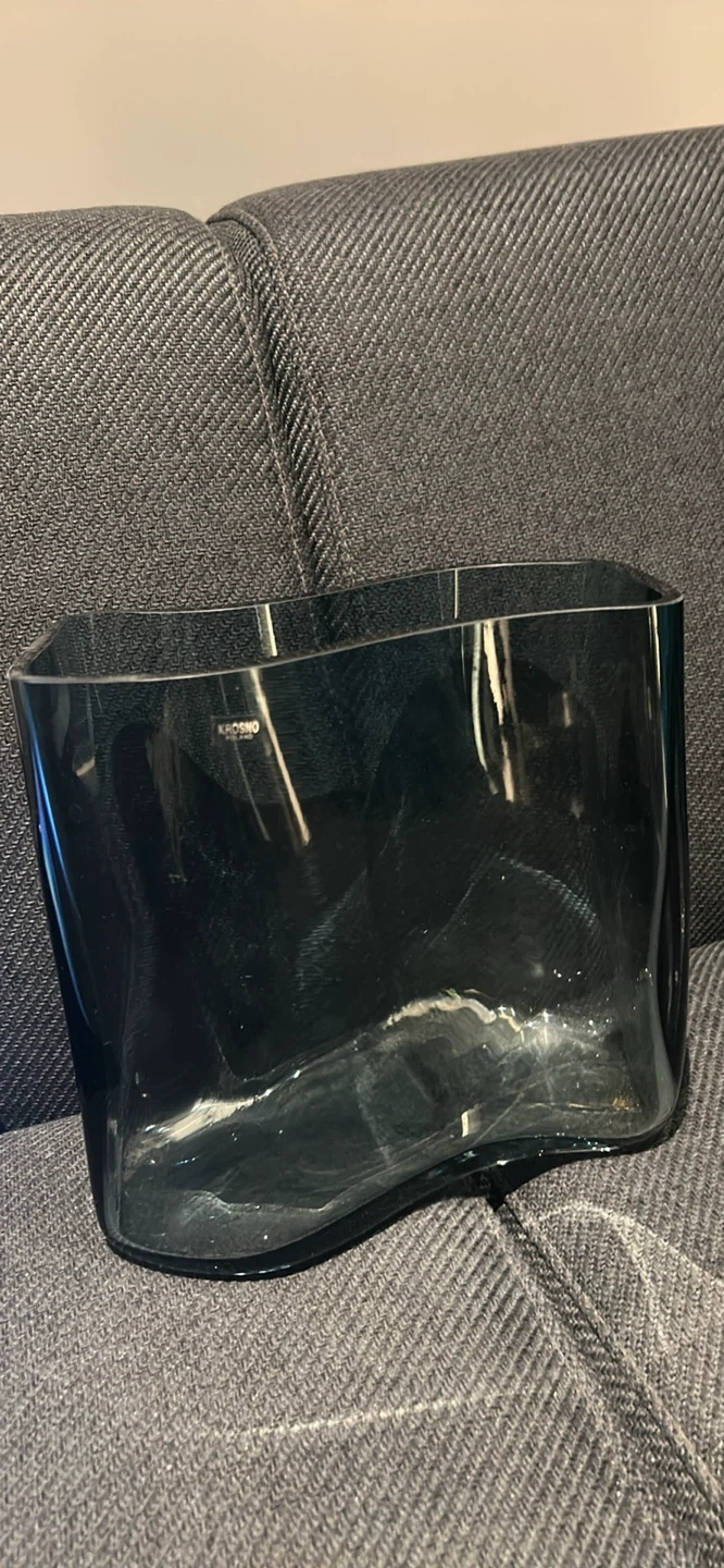 Krosno Poland Smoked Glass Wavy Vase