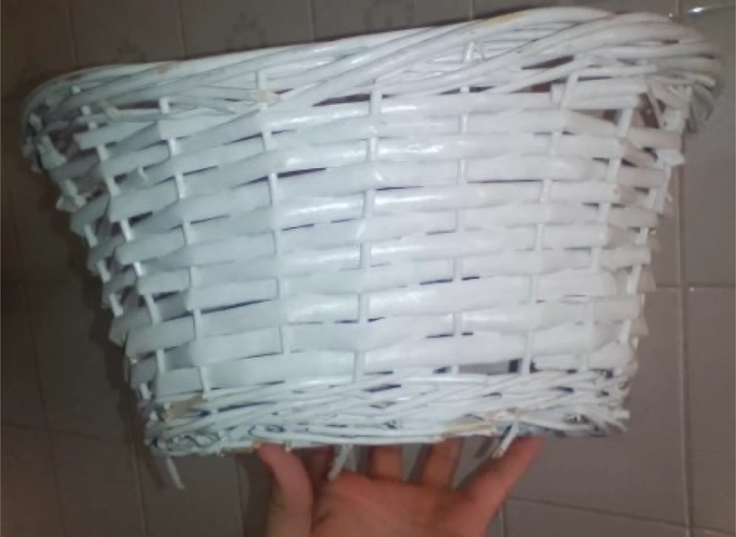 White Wicker Basket with Handle - photo 4