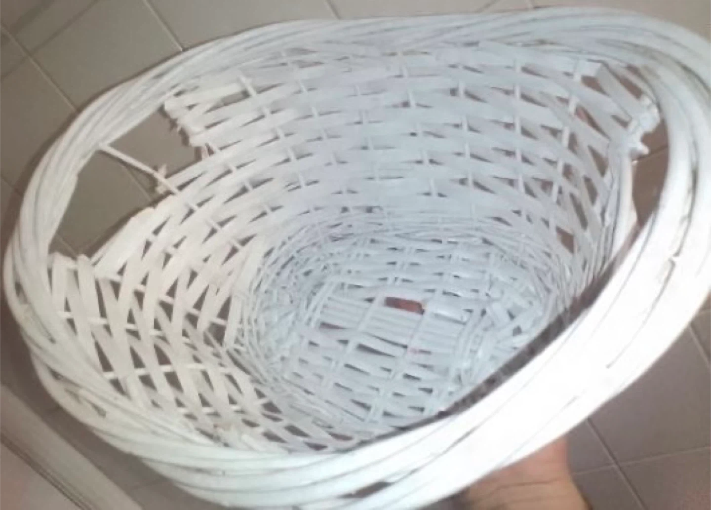 White Wicker Basket with Handle - photo 2