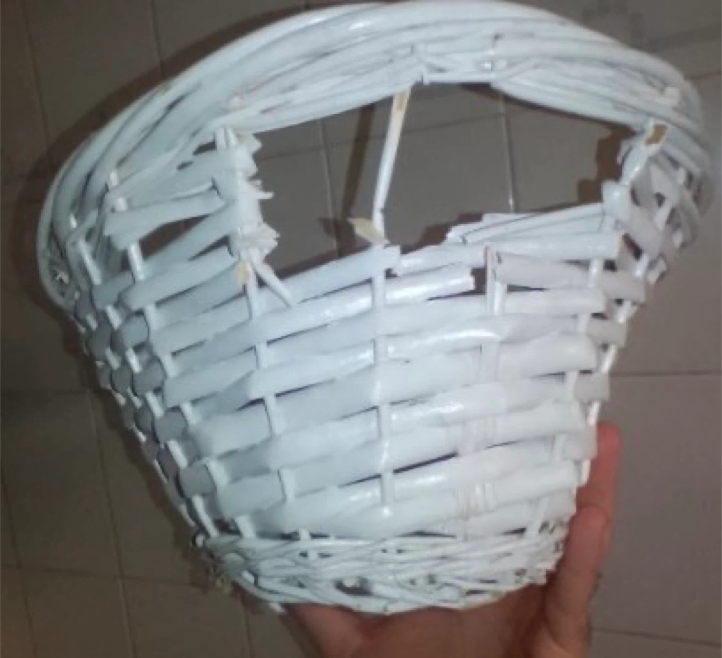 White Wicker Basket with Handle - photo 5