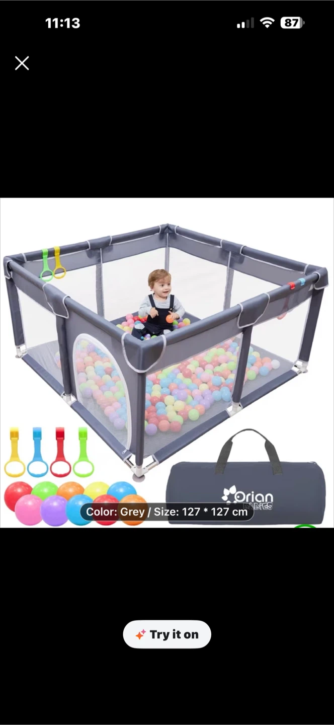 Orion Babies Playpen - Grey 127x127 cm