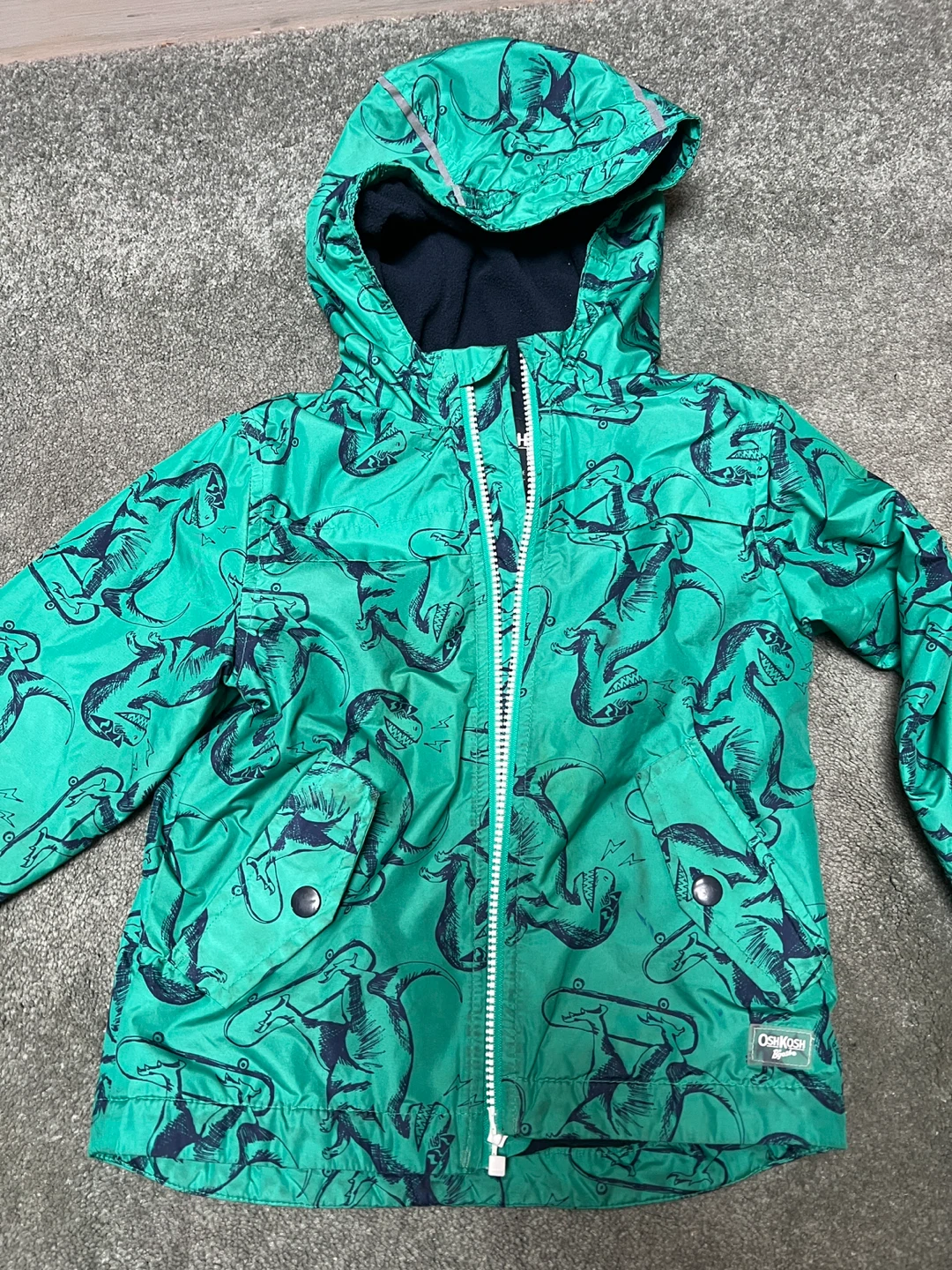 OshKosh B'gosh Kids Dinosaur Rain Jacket & Striped Cardigan Set - photo 2