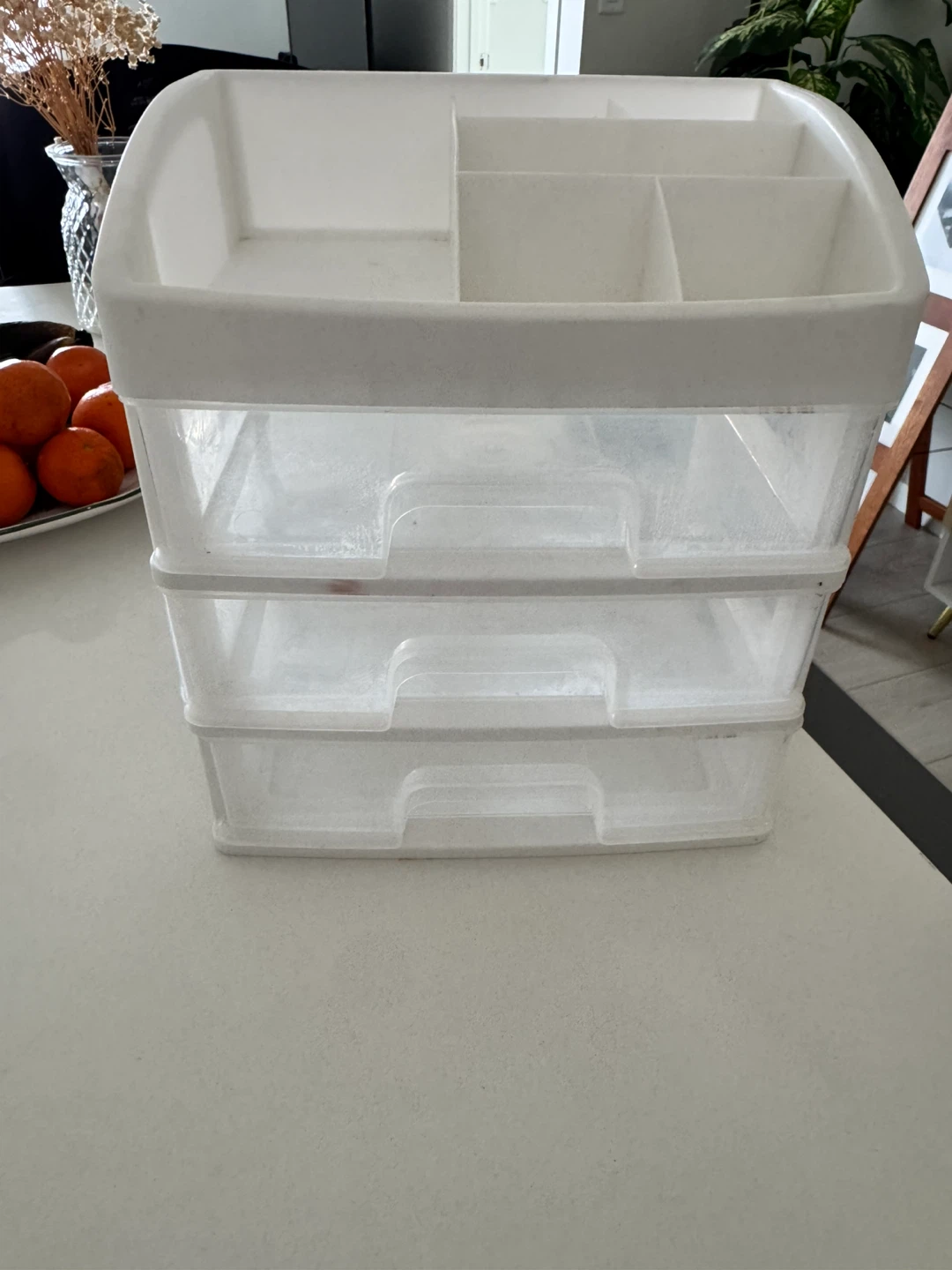 White Plastic Organizer with Drawers
