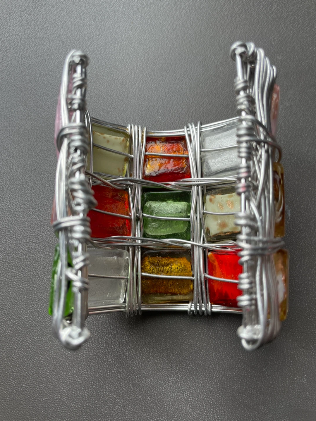 Wire Wrapped Glass Bead Cuff Bracelet - photo 4