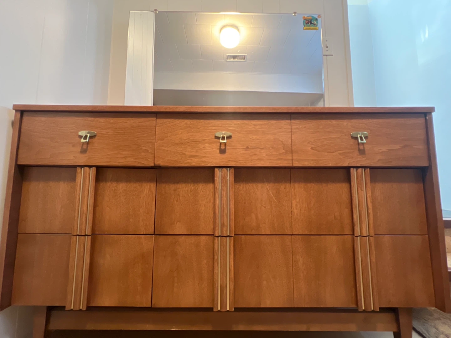 Mid-Century Wood Dresser with Mirror - photo 3