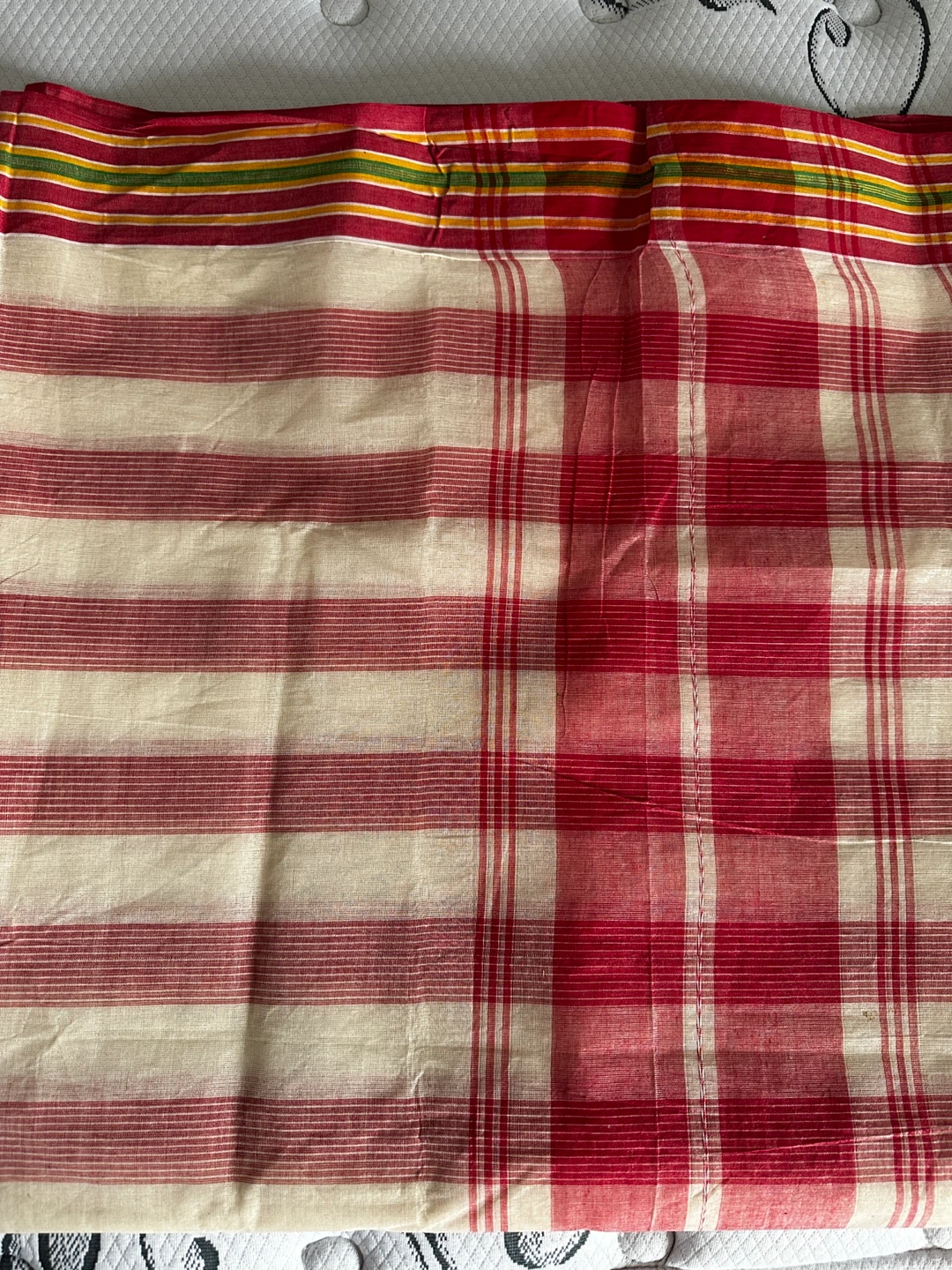 Red and White Striped Cotton saree