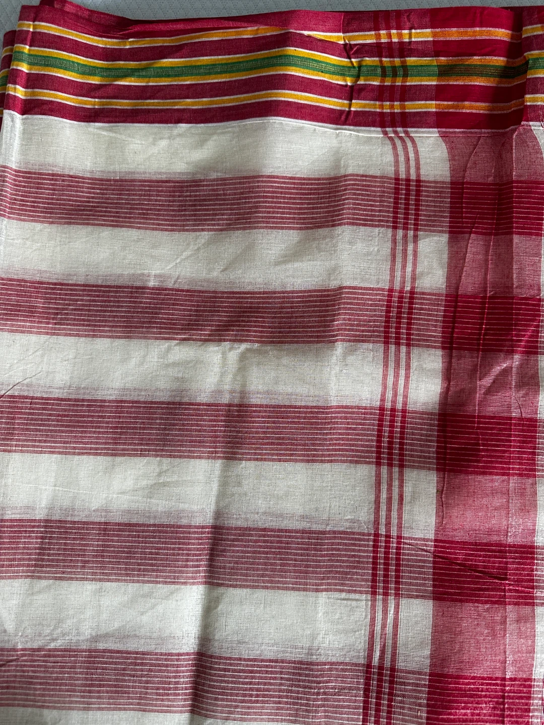 Red and White Striped Cotton saree - photo 5