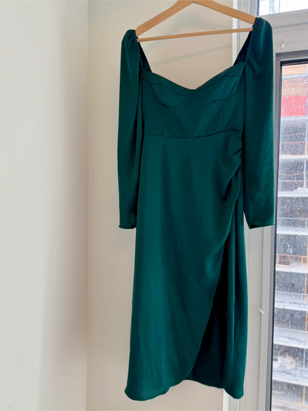Wilfred dress - emerald green satin  size 0