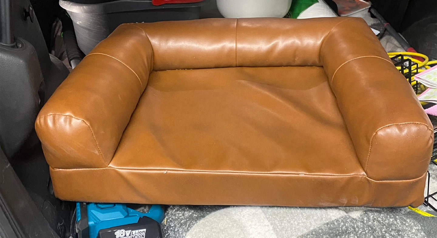 Brown Faux Leather Dog Bed Cushion - photo 2